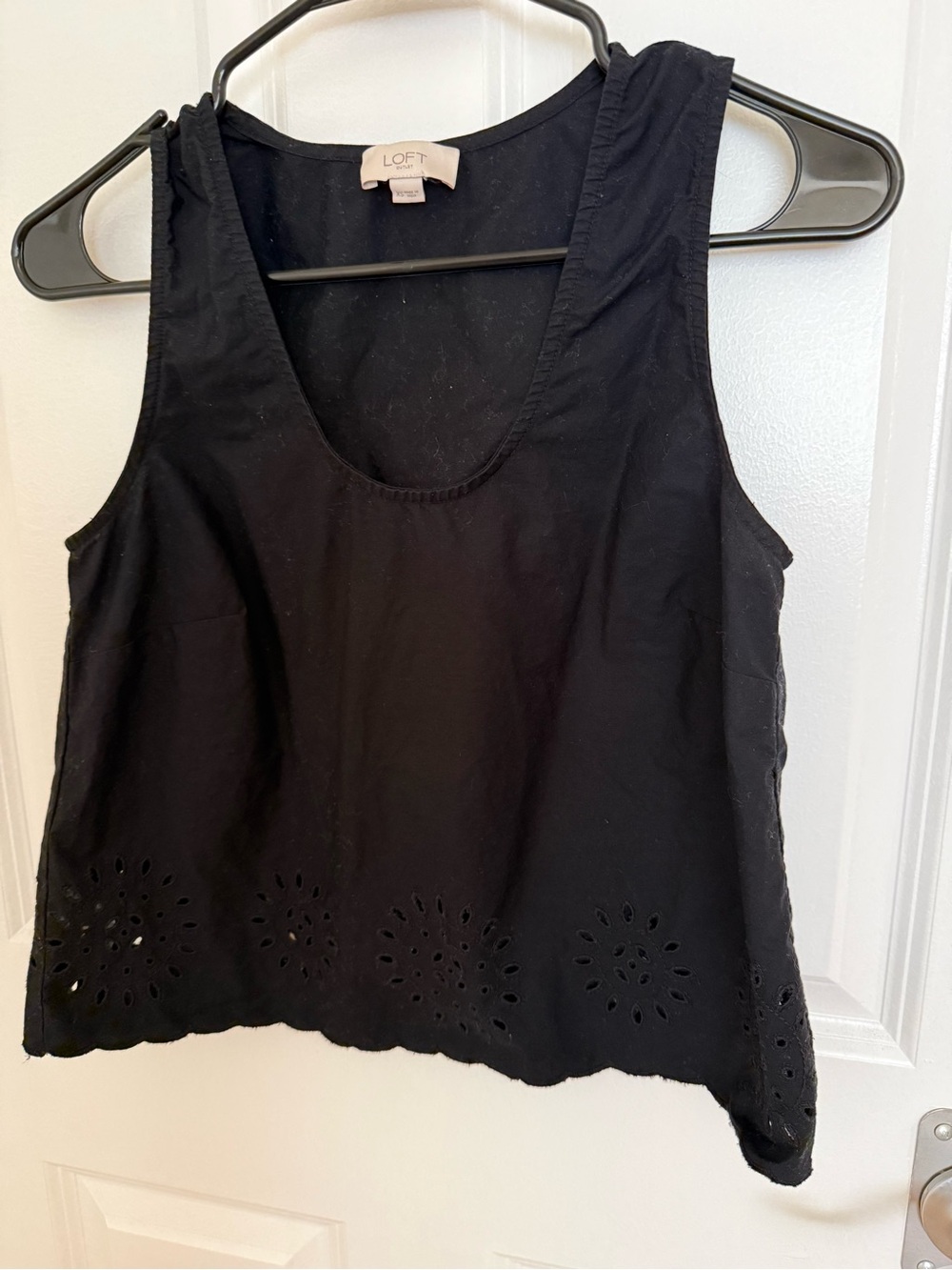 LOFT Black Eyelet Hem Tank